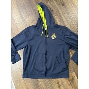 Real Madrid Full Zip Hoodie Navy Neon  Official Licensed XL